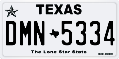 TX license plate DMN5334