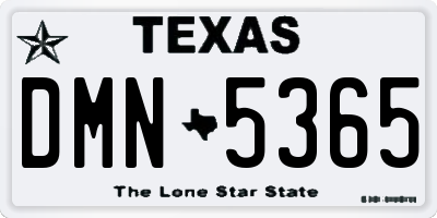 TX license plate DMN5365