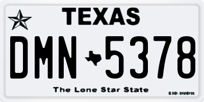 TX license plate DMN5378