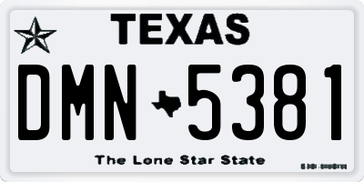 TX license plate DMN5381