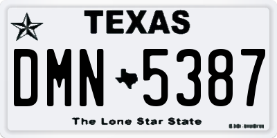 TX license plate DMN5387