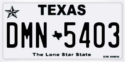 TX license plate DMN5403