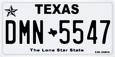 TX license plate DMN5547