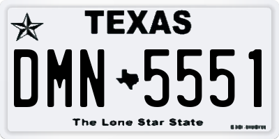 TX license plate DMN5551