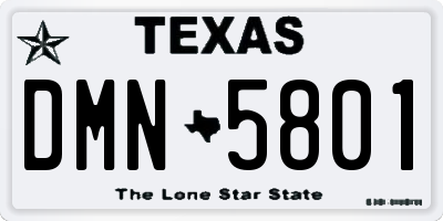 TX license plate DMN5801