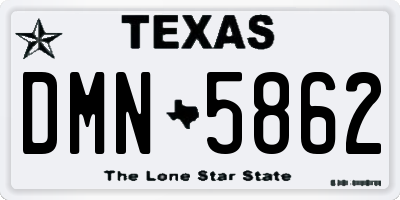 TX license plate DMN5862