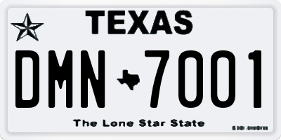 TX license plate DMN7001
