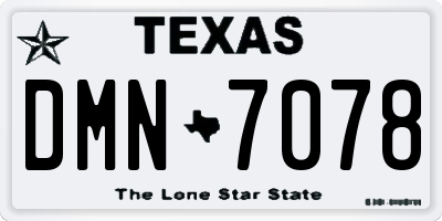 TX license plate DMN7078