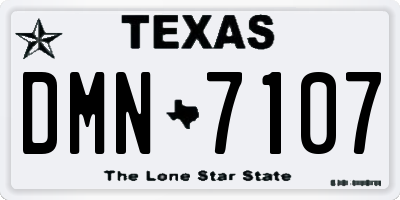 TX license plate DMN7107