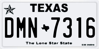 TX license plate DMN7316
