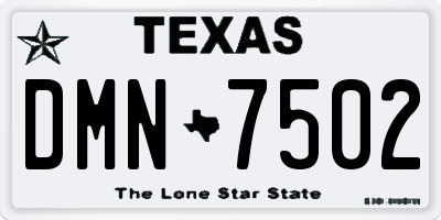 TX license plate DMN7502