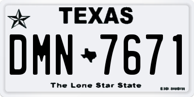TX license plate DMN7671