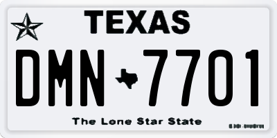 TX license plate DMN7701