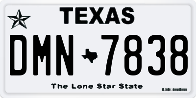 TX license plate DMN7838