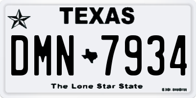 TX license plate DMN7934