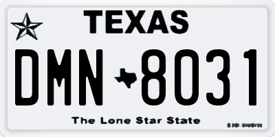 TX license plate DMN8031