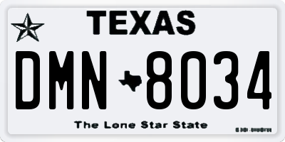 TX license plate DMN8034