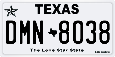 TX license plate DMN8038