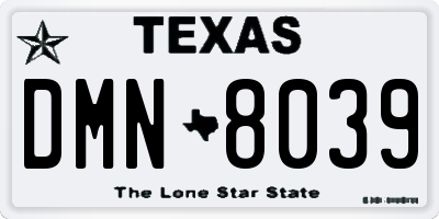 TX license plate DMN8039