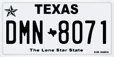 TX license plate DMN8071