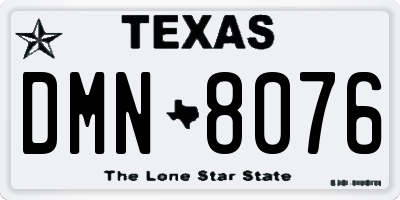 TX license plate DMN8076