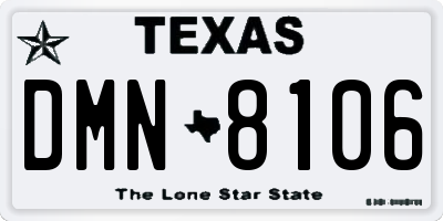 TX license plate DMN8106