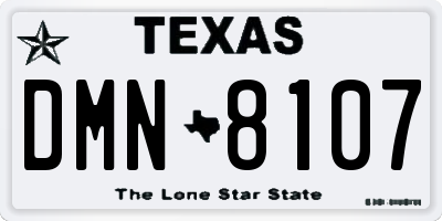 TX license plate DMN8107
