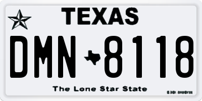 TX license plate DMN8118