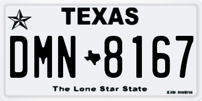 TX license plate DMN8167