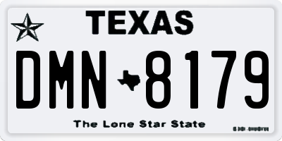 TX license plate DMN8179