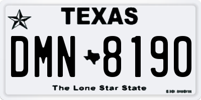 TX license plate DMN8190