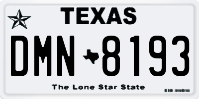TX license plate DMN8193