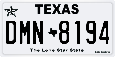 TX license plate DMN8194