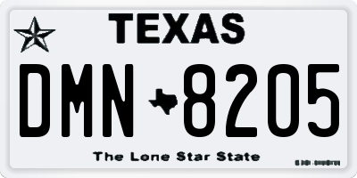 TX license plate DMN8205