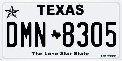 TX license plate DMN8305