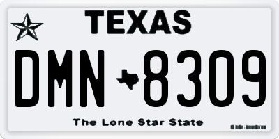 TX license plate DMN8309