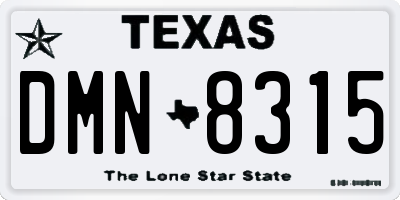 TX license plate DMN8315
