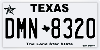 TX license plate DMN8320