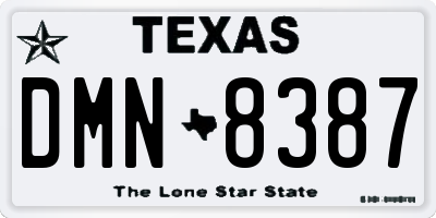 TX license plate DMN8387