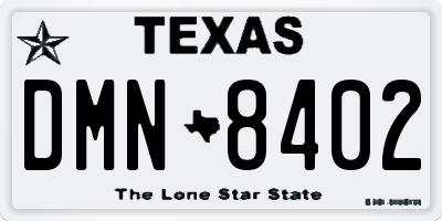 TX license plate DMN8402
