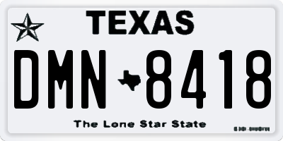 TX license plate DMN8418