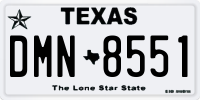 TX license plate DMN8551