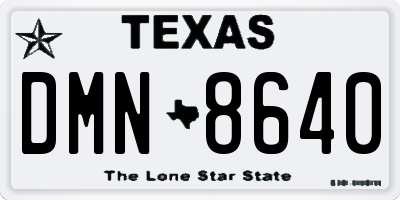 TX license plate DMN8640