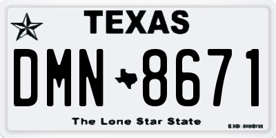 TX license plate DMN8671