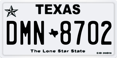 TX license plate DMN8702