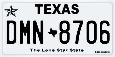 TX license plate DMN8706