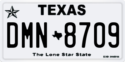 TX license plate DMN8709