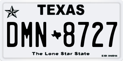 TX license plate DMN8727