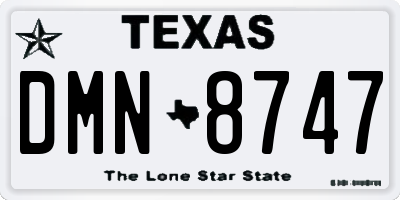 TX license plate DMN8747