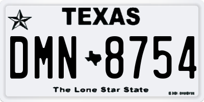 TX license plate DMN8754